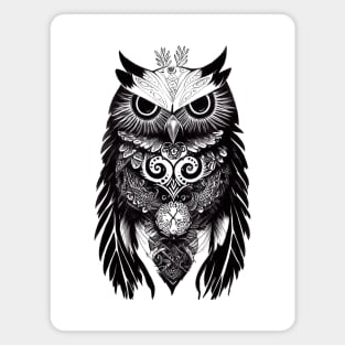 Owl Wild Animal Nature Illustration Art Tattoo Magnet